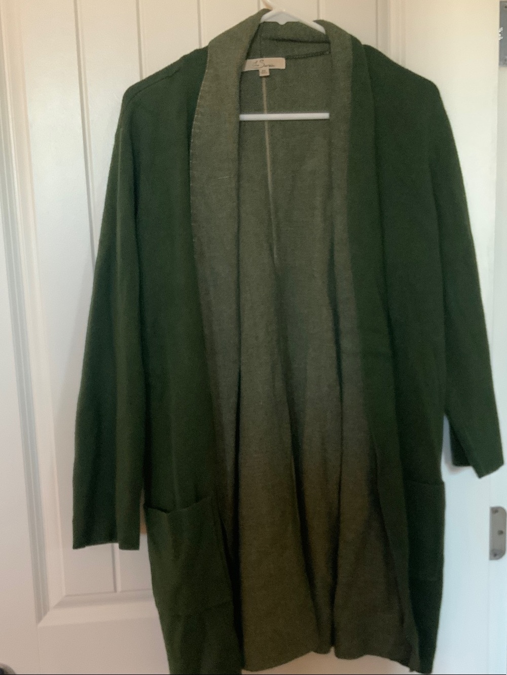 La Serein Olive Green Open Cardigan